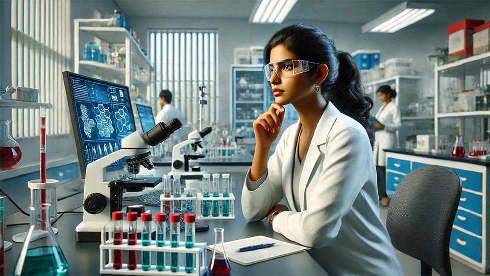 an-east-indian-female-scientist-in-deep-thought-inside-a-modern-laboratory