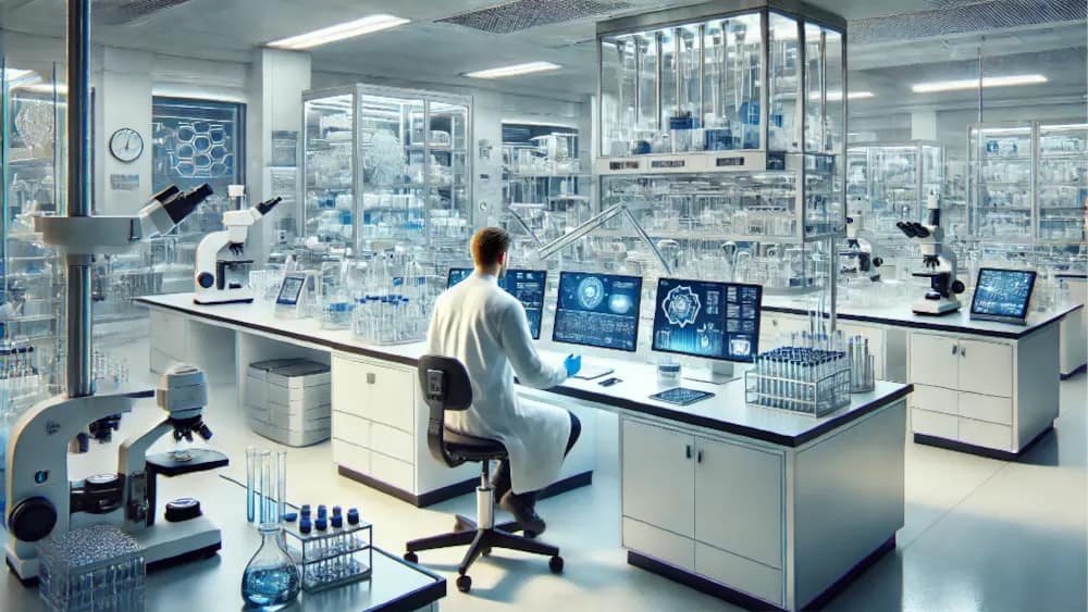 a-scientist-working-in-a-modern-productivity-focused-laboratory-setting---how-to-improve-lab-productivity--11-simple-tips
