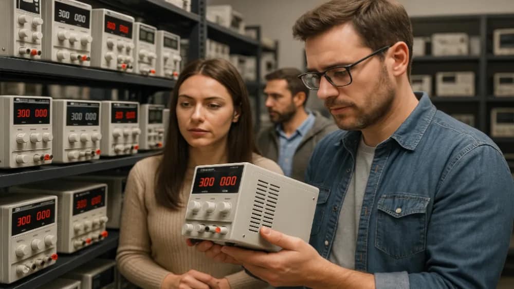 Customers in a shop shopping for a proper dc power supply (How to Select the Right DC Power Supply for Your Needs) customers-in-a-shop-shopping-for-a-proper-dc-power-supply---how-to-select-the-right-dc-power-supply-for-your-needs