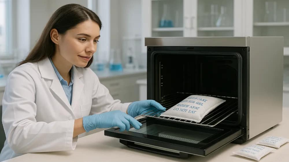 An attractive female scientist in a modern lab regenerating desiccant bags to be reused (How to Regenerate Desiccant Bags) an-attractive-female-scientist-in-a-modern-lab-regenerating-desiccant-bags-to-be-reused---how-to-regenerate-desiccant-bags