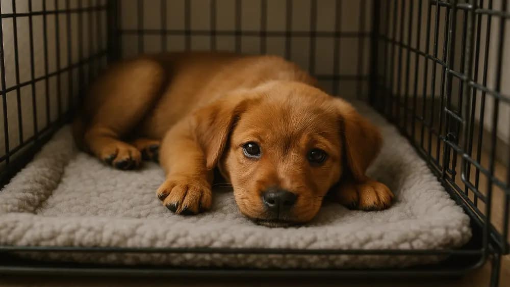 a-dog-resting-in-a-dog-crate---special-considerations-for-puppies