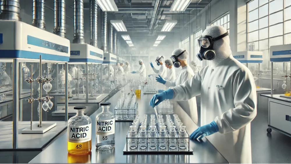 scientists-in-a-modern-lab-carefully-implementing-safety-protocols-while-using-nitric---avoiding-common-mistakes-safe-and-effective-nitric-acid-usage