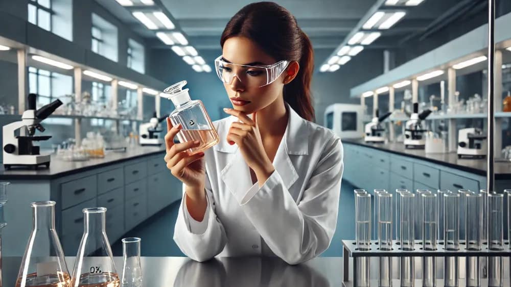 a-latina-female-scientist-in-a-modern-laboratory-deep-in-thought-as-she-examines-glassware-and-considers-using-nitric-acid-for-cleaning---can-glassware-be-cleaned-with-nitric-acid