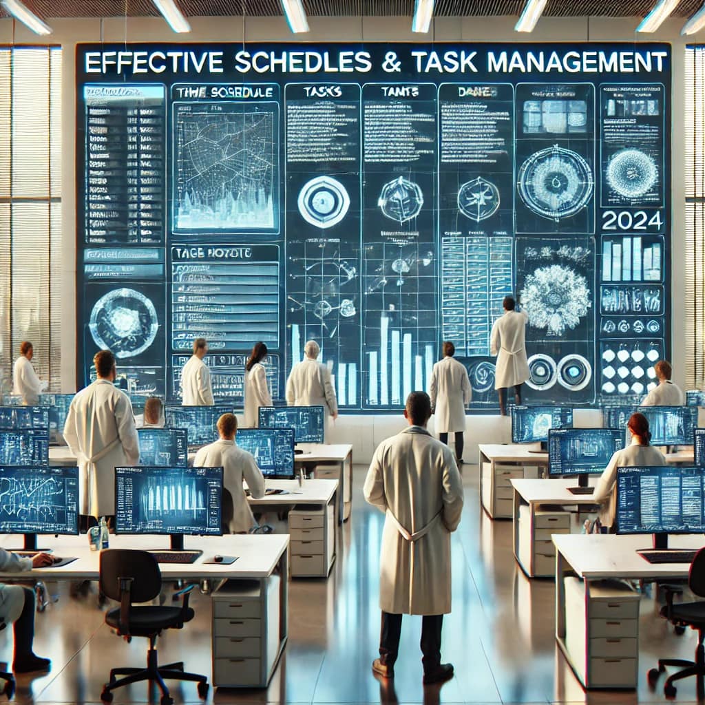 scientists-engaging-with-a-large-interactive-digital-board---effective-scheduling-and-task-management