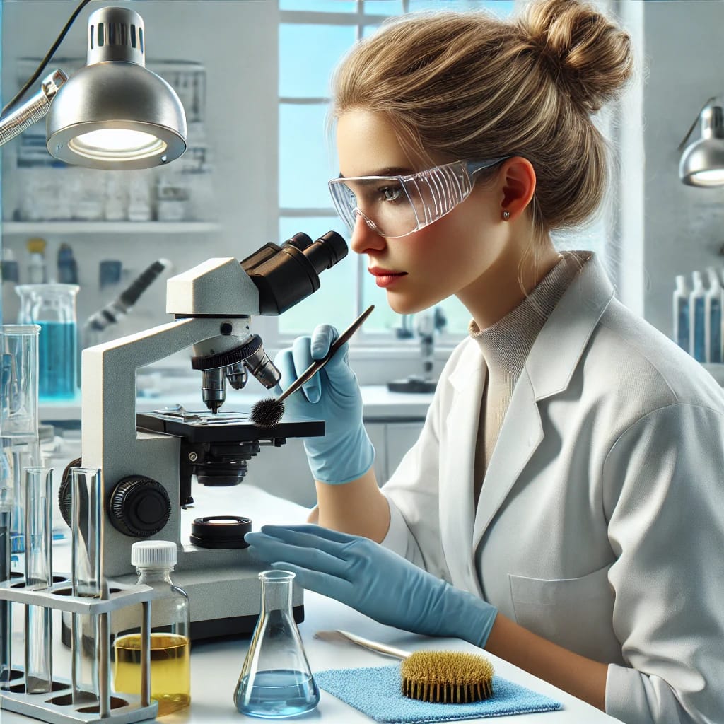 a-caucasian-woman-cleaning-a-microscope-with-lab-cleaning-supplies-in-a-modern-laboratory---understanding-the-importance-of-cleaning-lab-equipment