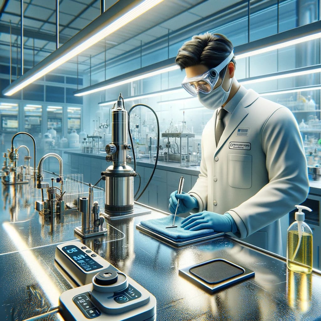 the-use-of-specialized-equipment-and-meticulous-cleaning-processes-to-maintain-a-sterile-and-modern-lab-environment---procedure-7--advanced-surface-cleaning-techniques