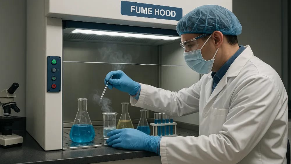 a-scientist-utilizing-safety-compliance-while-using-a-fume-hood---supporting-compliance-with-regulations