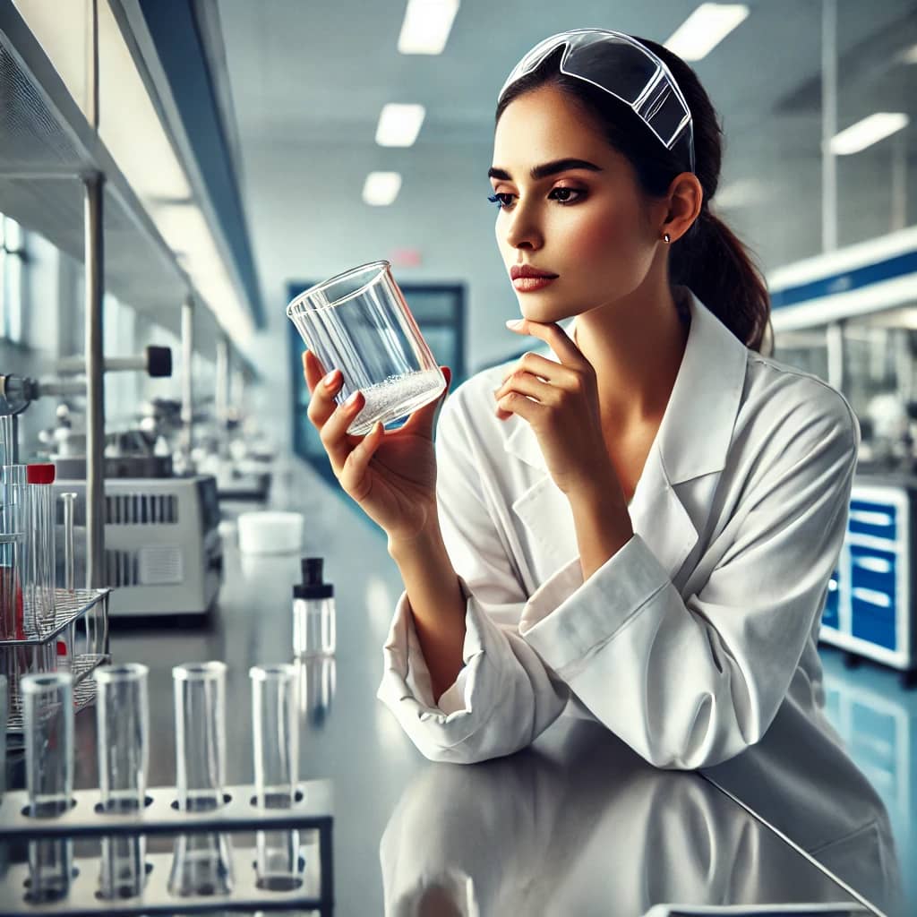 a-latina-female-scientist-in-deep-thought---can-glassware-be-cleaned-with-nitric-acid