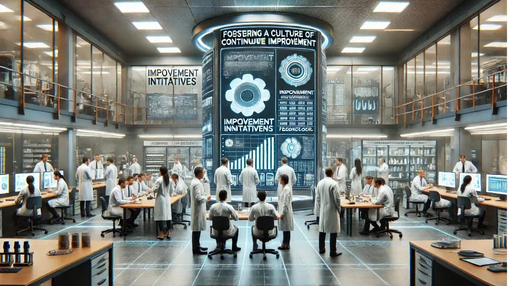 scientists-gathered-around-a-large-digital-display-brainstorming-and-discussing-various-improvement-initiatives---idea-5--foster-a-culture-of-continuous-improvement